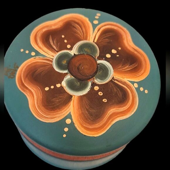 Vintage‎ Hand-Painted Tole Wooden Tri ket Box - Picture 3 of 12